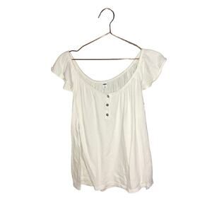 Old Navy White Ruffle Sleeve Tank Top - Size Medium